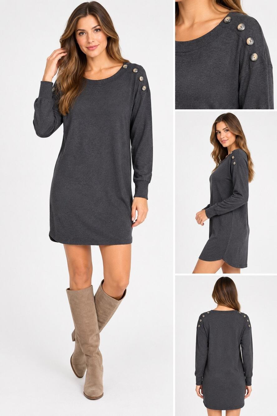 Chic C. Wonder Charcoal Gray Knit Dress - Size Small